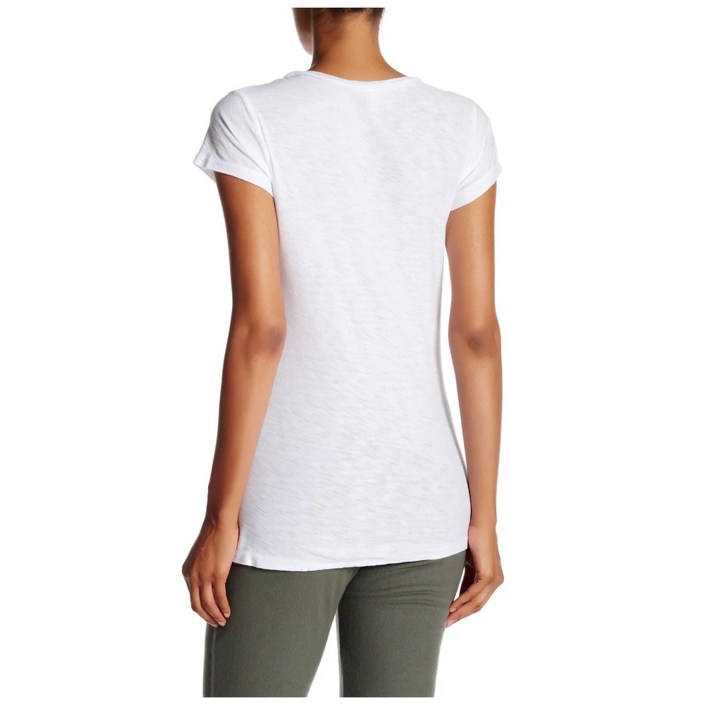 James Perse Women's Deep Scoop Neck Cap Sleeve Tee T-Shirt - White - Picture 2 of 2